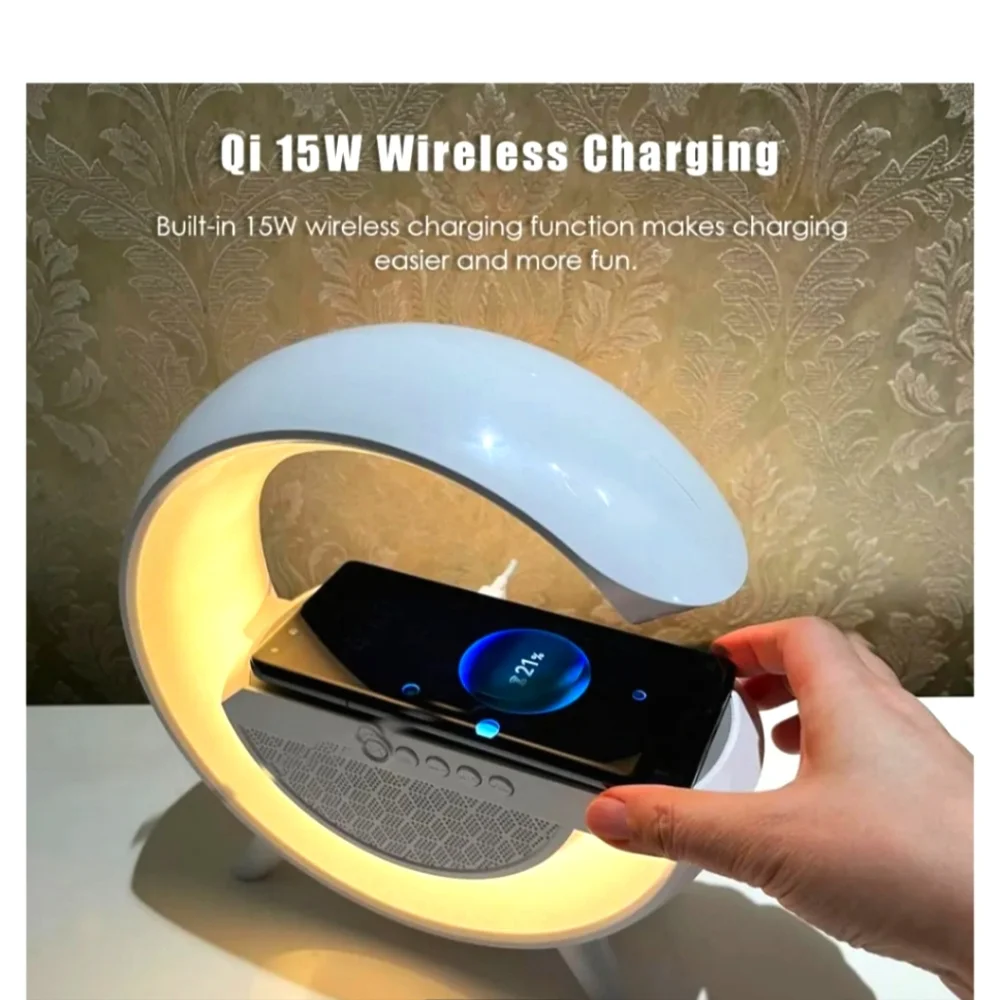 Desk Versatile Lit Lamp with Wireless Charger, Mood Lighting with Bluetooth